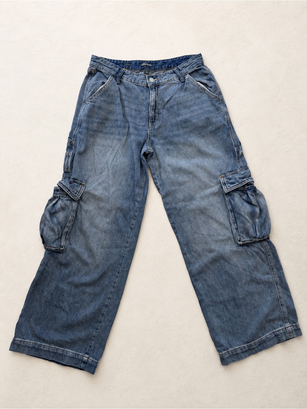 Women's Mid-Rise Cargo Baggy Jeans - Wild Fable Medium Wash